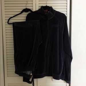 Men’s navy blue velour Puma track suit.